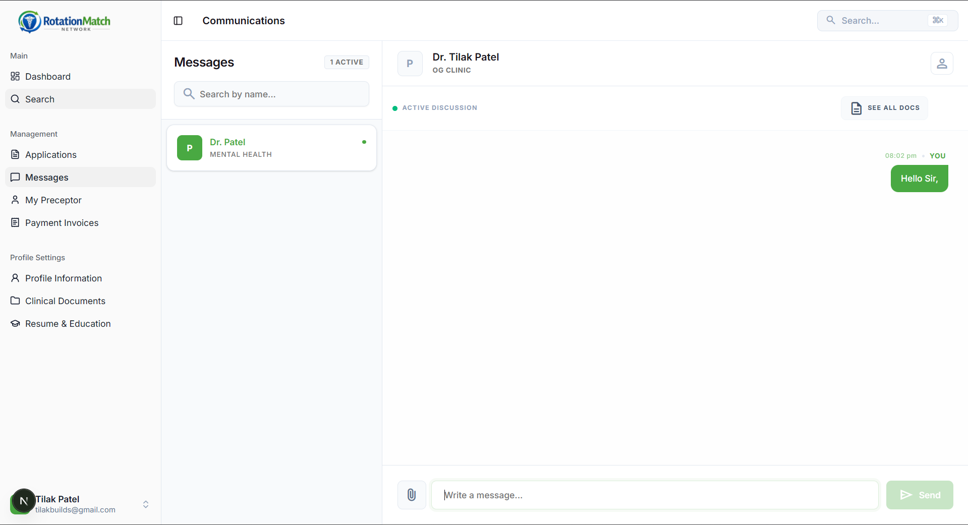 Start rotation modal